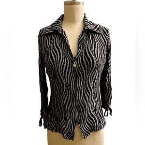 St. John Sport by Marie Gray zip up light weight top with  tie detail sleeve